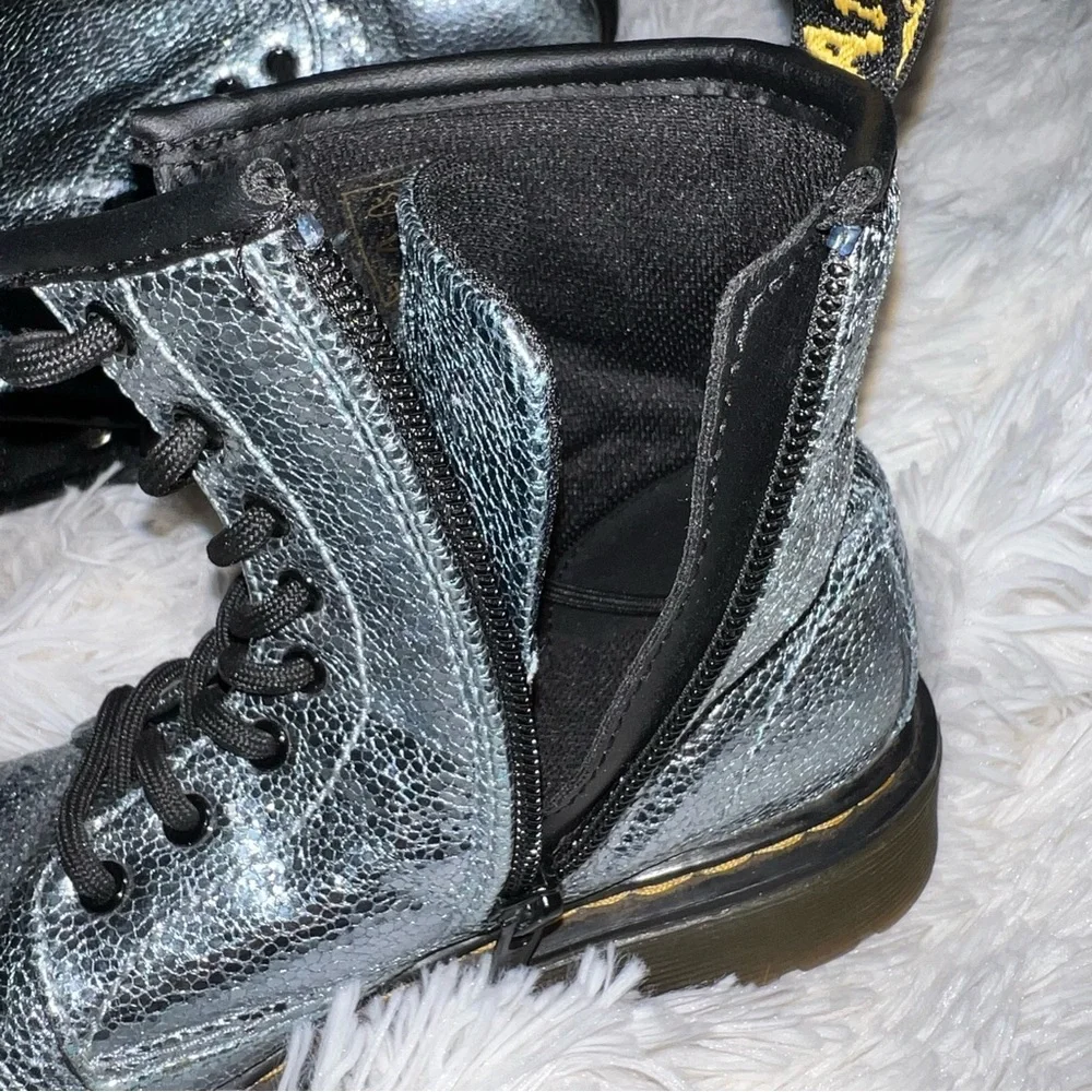 Dr. Martens 1460 Glitter Gray Kids Combat Boots – Size 3
